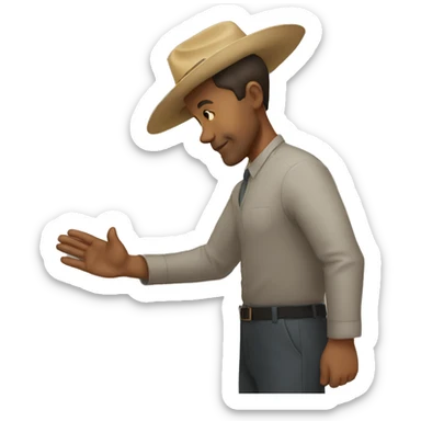 man doing hats off and bow sticker