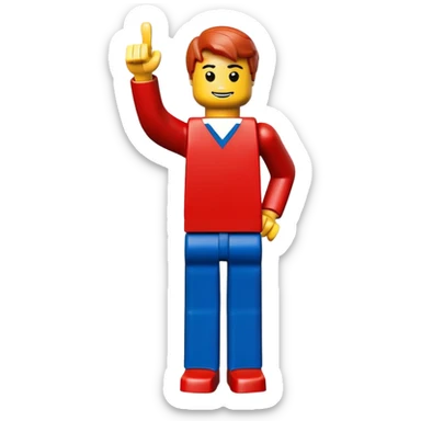 Lego Man red dress with blue pant full figure thumbs up sticker