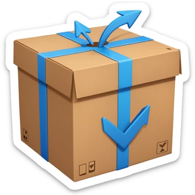 package box with arrows circling around it sticker