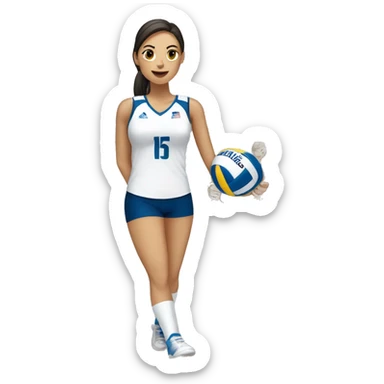 Volleyball mujer blanca número 15 sticker