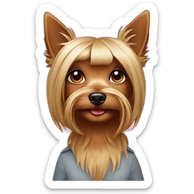 Mujer pelirroja y yorkshire terrier sticker