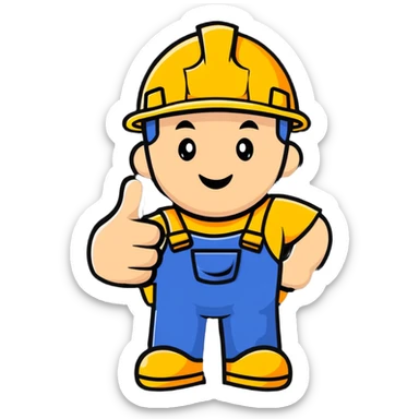 happy construction worker giving thumbs up sticker