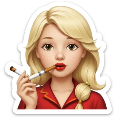 A beautiful girl with blonde hair with a festive pipe in her mouth sticker