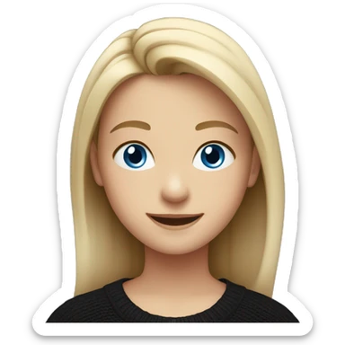 smiling girl in black sweater blue eyes  sticker