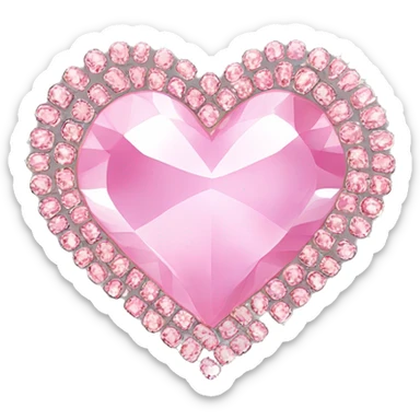 soft pink heart in large round rhinestones, symmetrical, shining sticker