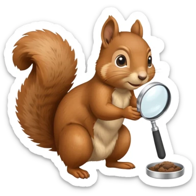 un écureuil curieux inspectant le sol avec une loupe sticker
