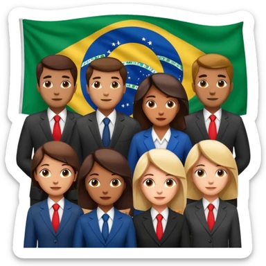 agora imagem com vários empresários e no fundo a bandeira do brasil sticker