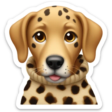 Dog wearing a cheetah sweater sticker