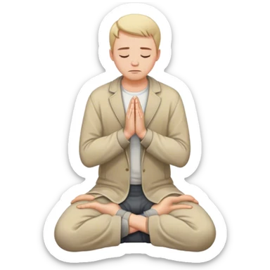 a white man pleading on knees with hands in prayer  sticker