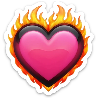 Black, red, hot pink heart make it way more flashy, lightly wreathed in flame tone down the flames a little  sticker