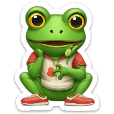frog in retro tracksuit sticker