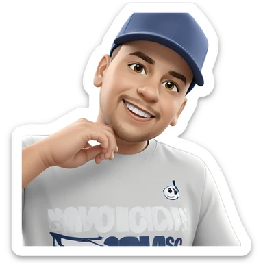 smiling boy in baseball cap sticker