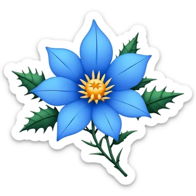 Flor azul con espinas sticker