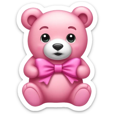 Pink bear with a bow  sticker
