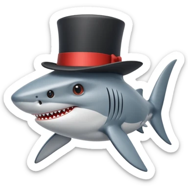 Shark with a top hat sticker