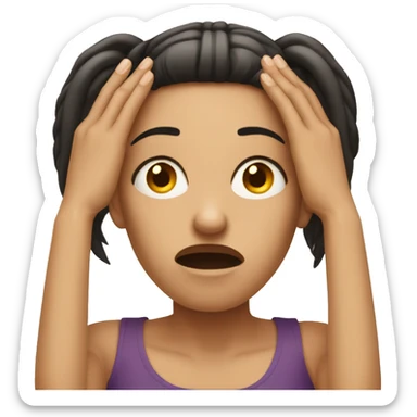 An upset face showing hands with long nails sticker