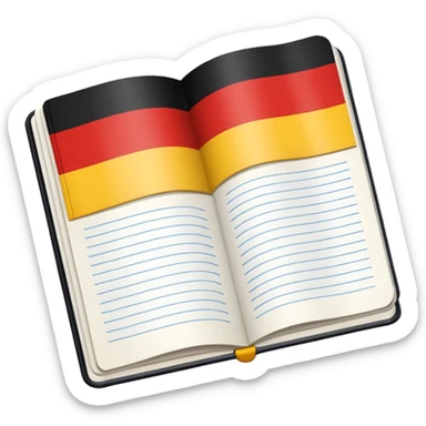 open notebook with German flag on the page sticker