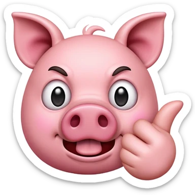 emoji flipping off with a pig face sticker