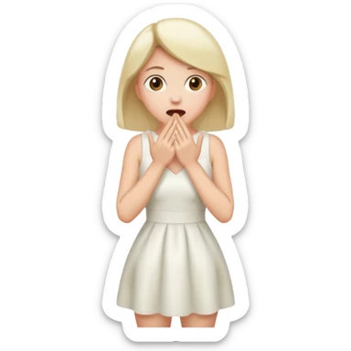 woman surprised with her hands over her mouth, full body sticker