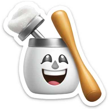 Smiling face with salt and lighter with a spoon sticker