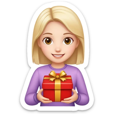 дівчинка, яка щойно отримала подарунок sticker