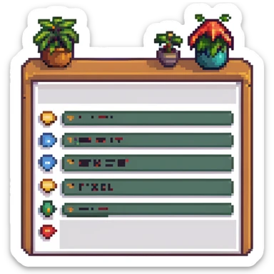 online forum showing a simple message board with icons in pixel art style sticker