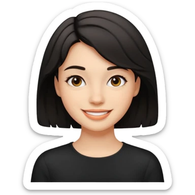 25 yaş genç kız siyah küt hafif dalgalı saçlı beyaz tenli sticker