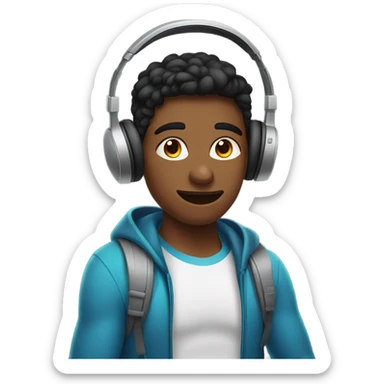 Teenager with headphones bulking sticker