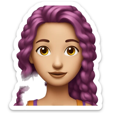 Woman 50 years, MIDI red-purple hair, a little hippie, beautiful honey eyes sticker