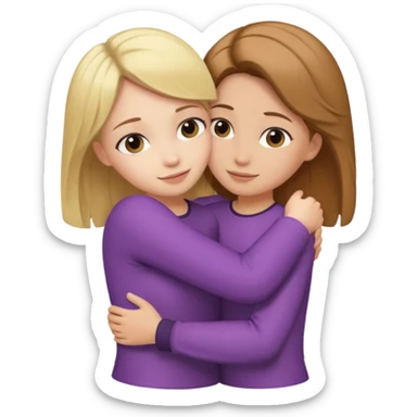 Hug blond girl brown-hair girl sticker