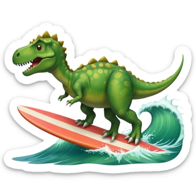 Dino surfing sticker