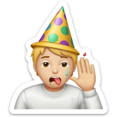 Vomiting wearing party hat sticker