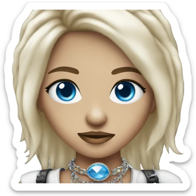 blue-eyed rocker girl with jewelry sticker
