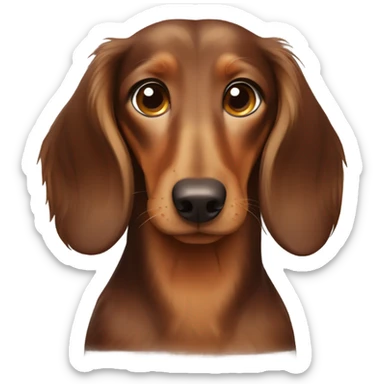 Longhaired Brown dachs with Brown nose and light Brown eyes in snow sticker