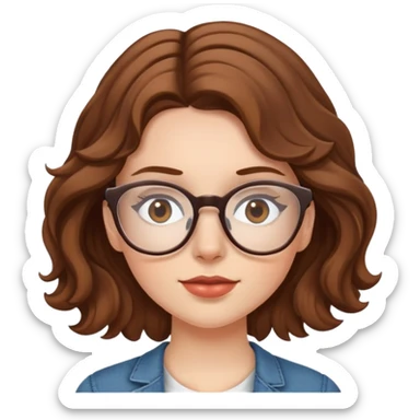 White Girl with brown wavy hair and rimless glasses sticker