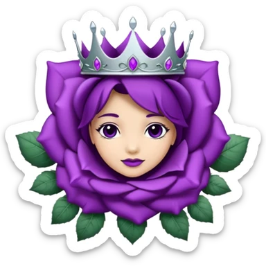 Purple rose with silver tiara and a purple emblem leaf wreath sticker