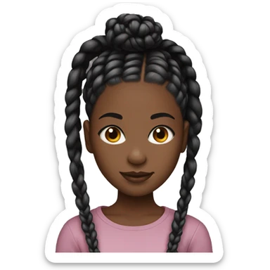 Black girl with black box braids sticker