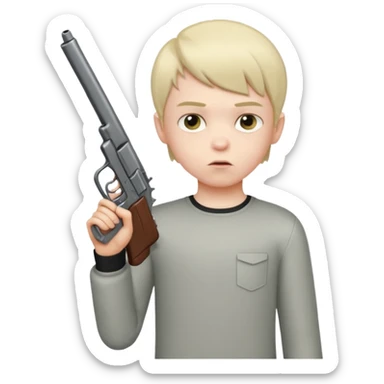 boy with an Edgar haircut holding a gun, different pose sticker