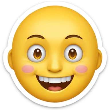 yellow face emoji with raised eyebrows and two teeth showing sticker