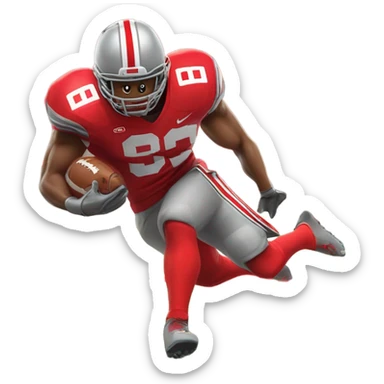 Ohio state football player scoring a touchdown sticker