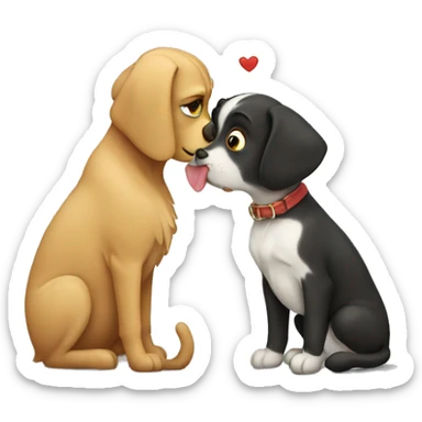 cat and dog kiss sticker