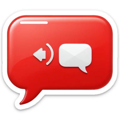 Minimal design featuring a red speech bubble that contains a white play button. On a white background, no text. Suggests intelligent conversation about video content. Clean, modern and tech-oriented sticker
