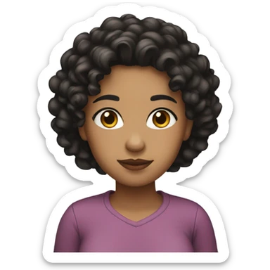 A young woman with light brown skin, black curly hair  sticker