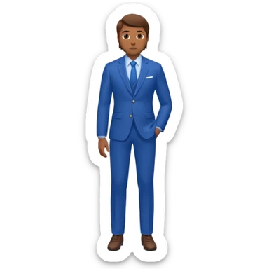 man with brown hair in blue suit whole body sticker