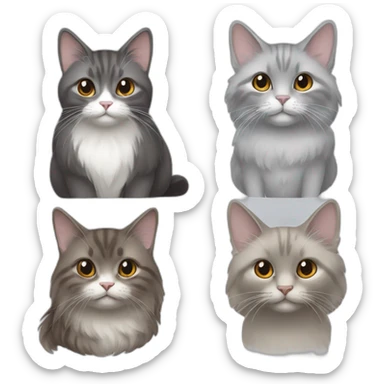 2 cats, one Chinchilla full brown long hair and one gray short hair sticker