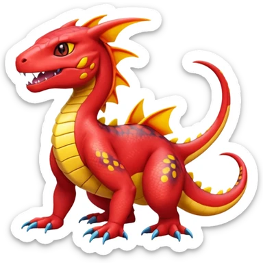 Cute Shiny Colorful Guilmon-Salandit-Fakémon-hybrid-creature (full body)  sticker