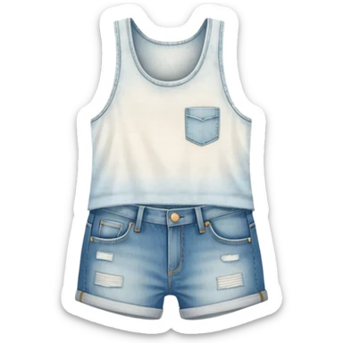 white tank top and jean shorts emoji no person sticker