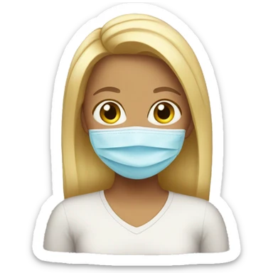 blond tan girl with face mask sticker