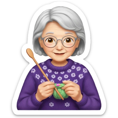 grandma knitting sticker