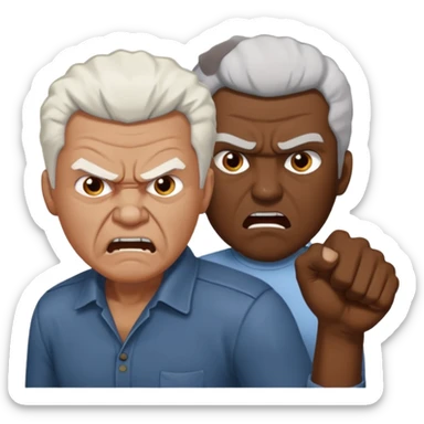 black guy and white old guy fighting sticker